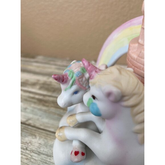 Vintage 1985 Willitts Porcelain Magical Unicorns Castle Rainbow Musical - No Box - Picture 7 of 12